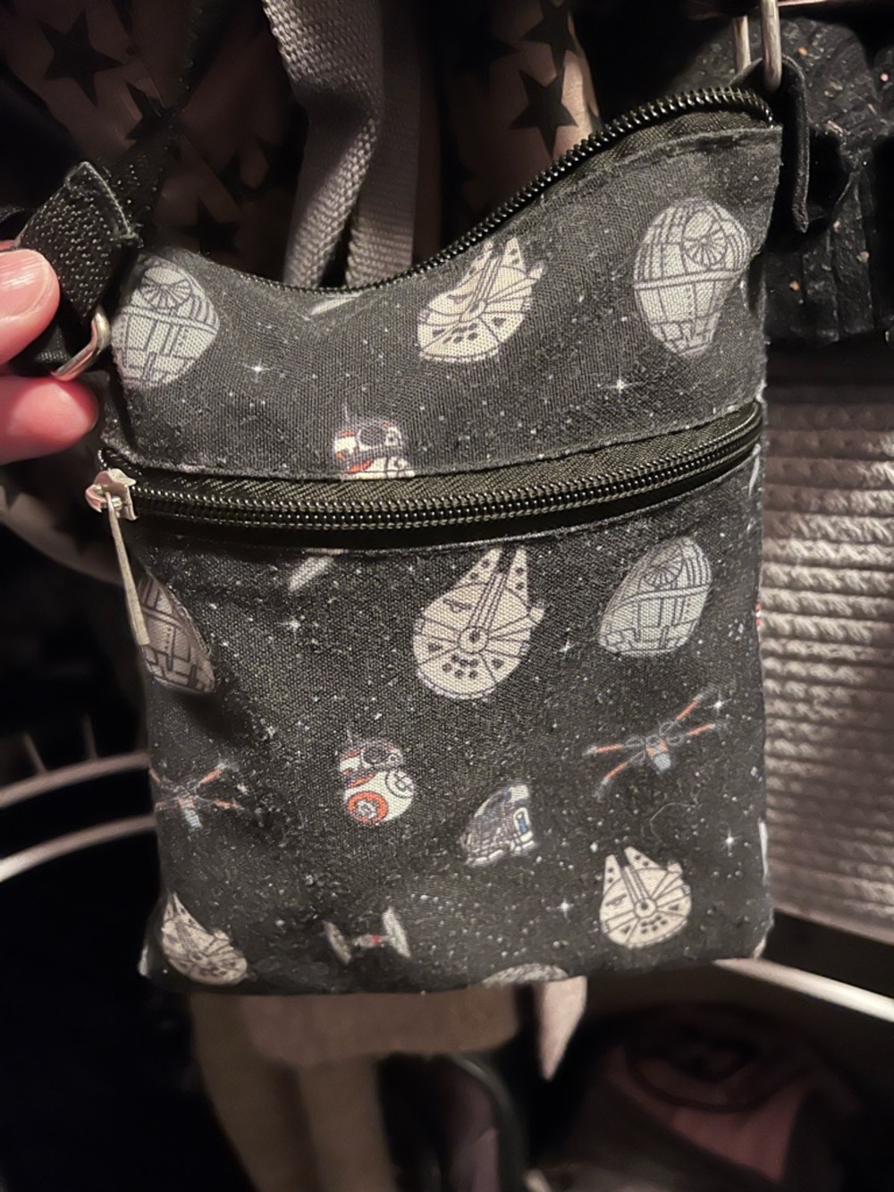 Disney Black Star Wars Crossbody Bag with BB-8, R2-D2 Print